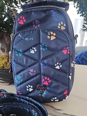 lug Navy Crossbody Bag with Multicolor Paw Prints